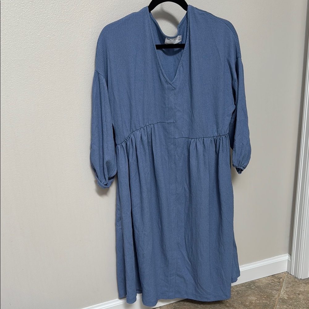 Blue smock midi dress